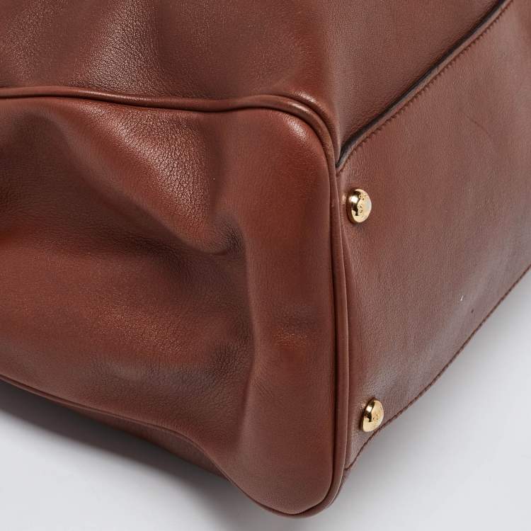 Pre Owned Dolce & Gabbana Brown Leather Miss Sicily Tote