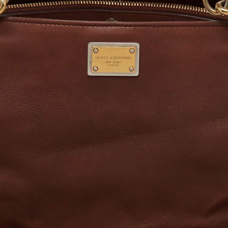 Pre Owned Dolce & Gabbana Brown Leather Miss Sicily Tote