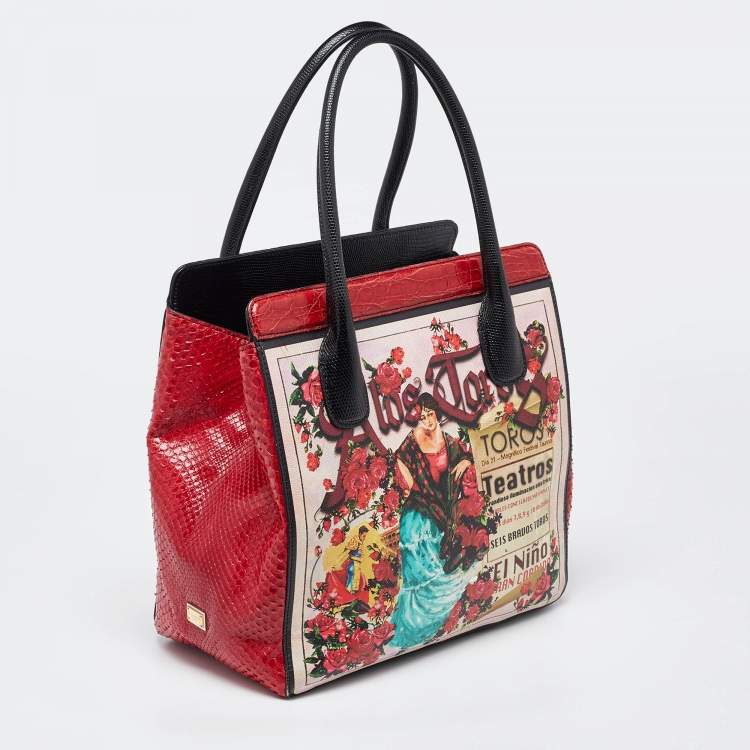 Pre Owned Dolce & Gabbana Multicolor Python,Alligator and Leather A Los Toros Tote