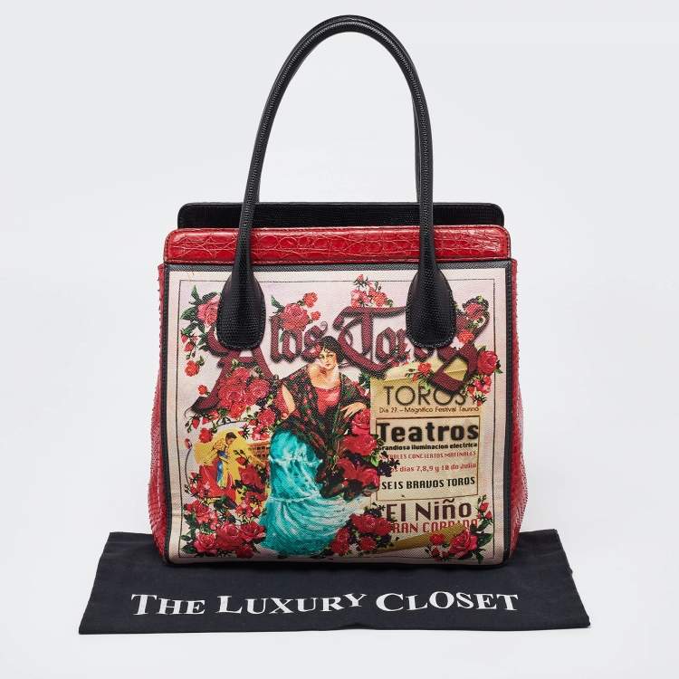 Pre Owned Dolce & Gabbana Multicolor Python,Alligator and Leather A Los Toros Tote