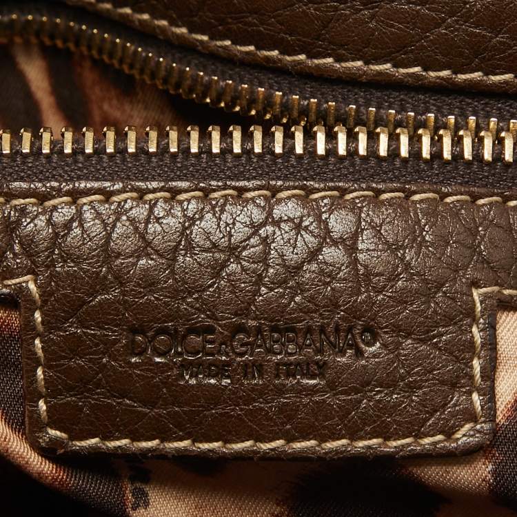Pre Owned Dolce & Gabbana Dark Brown Leather Flap Tassel Shoulder Bag