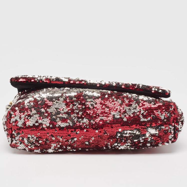 Pre Owned Dolce & Gabbana Pink/Silver Sequins Miss Charles Shoulder Bag