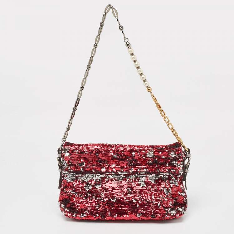 Pre Owned Dolce & Gabbana Pink/Silver Sequins Miss Charles Shoulder Bag