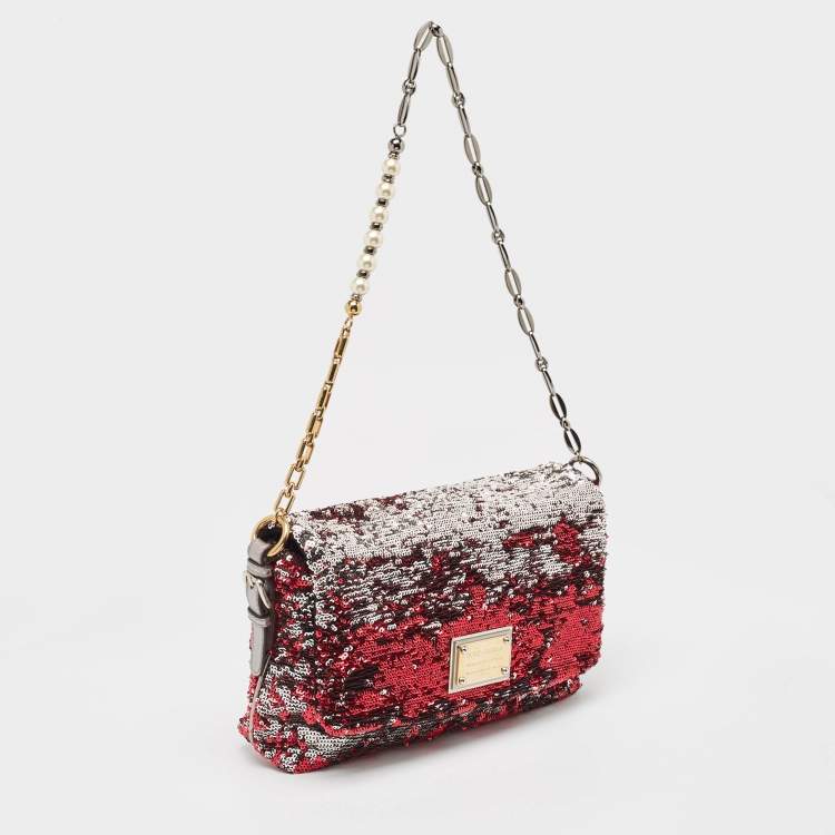 Pre Owned Dolce & Gabbana Pink/Silver Sequins Miss Charles Shoulder Bag