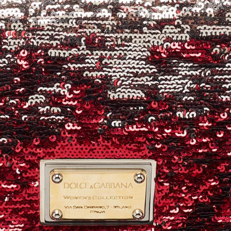 Pre Owned Dolce & Gabbana Pink/Silver Sequins Miss Charles Shoulder Bag