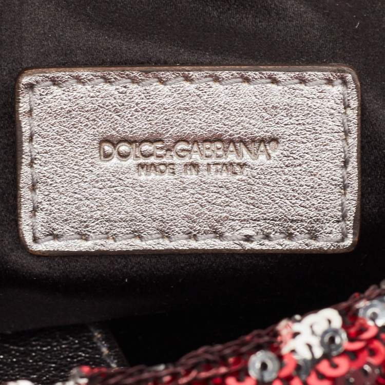 Pre Owned Dolce & Gabbana Pink/Silver Sequins Miss Charles Shoulder Bag