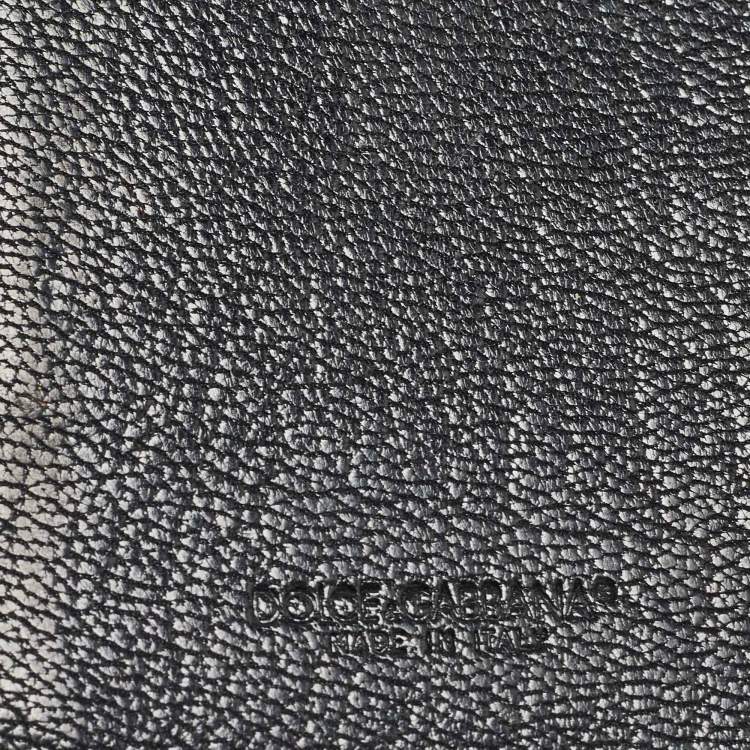 Pre Owned Dolce & Gabbana Black Leather Logo Tri Fold Continental Wallet