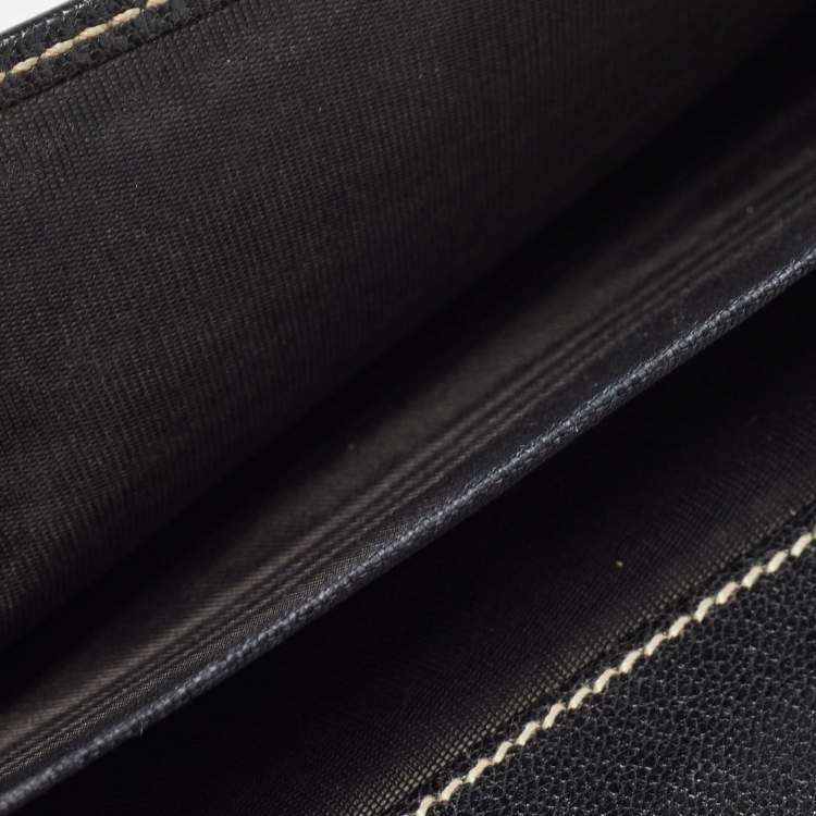 Pre Owned Dolce & Gabbana Black Leather Logo Tri Fold Continental Wallet
