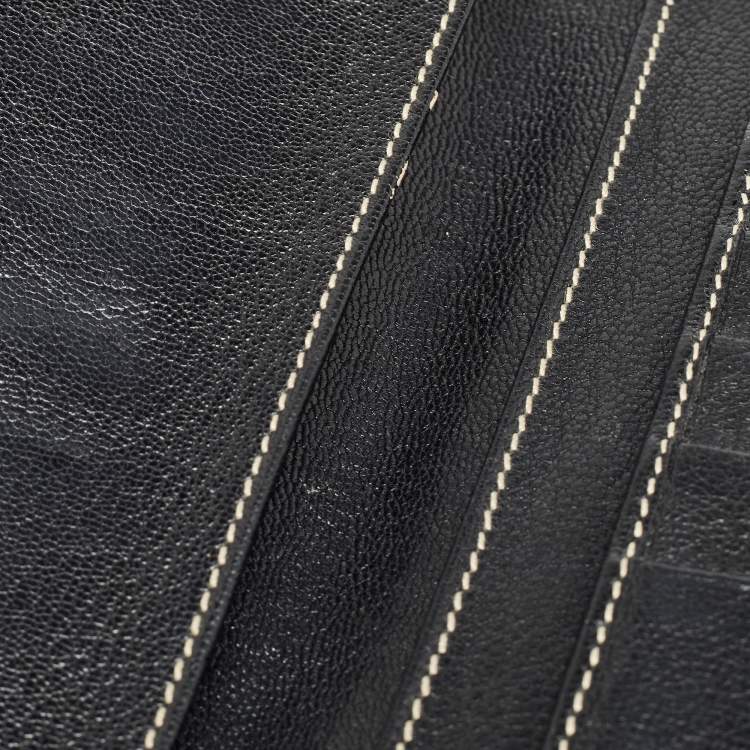 Pre Owned Dolce & Gabbana Black Leather Logo Tri Fold Continental Wallet
