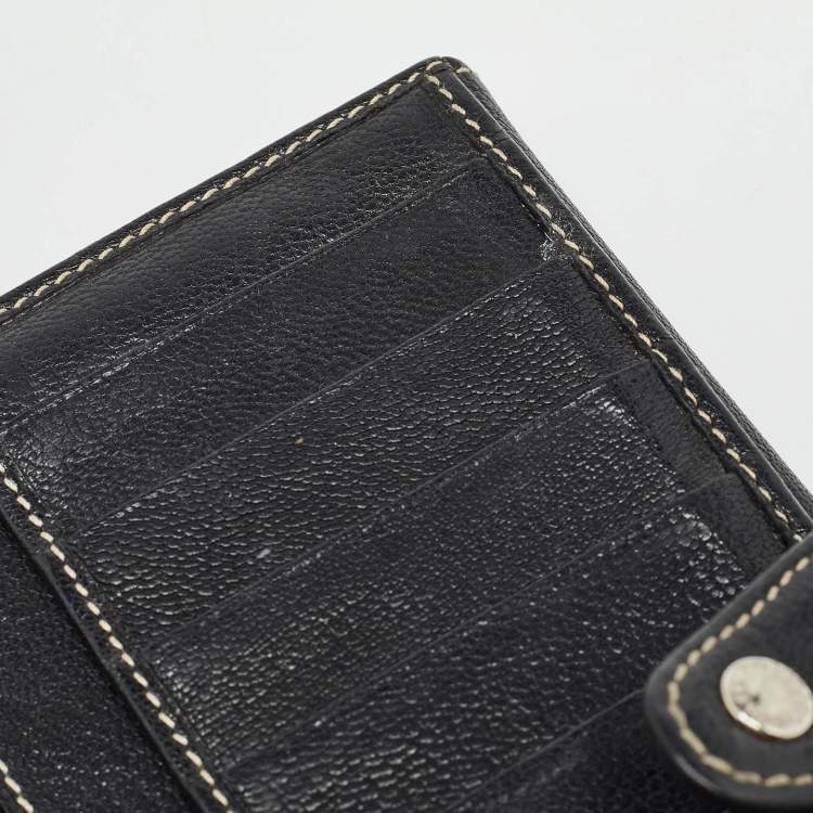 Pre Owned Dolce & Gabbana Black Leather Logo Tri Fold Continental Wallet