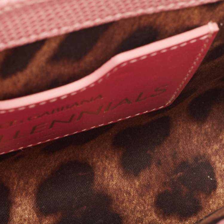 Pre Owned Dolce & Gabbana Pink Lizard Embossed Leather Mini DG Millennials Crossbody Bag