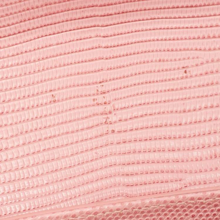 Pre Owned Dolce & Gabbana Pink Lizard Embossed Leather Mini DG Millennials Crossbody Bag