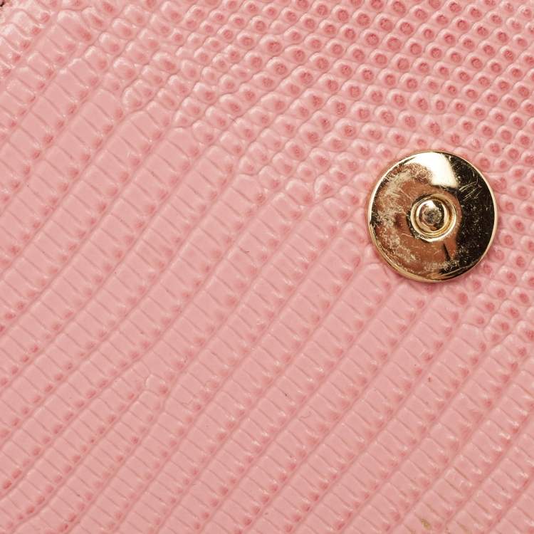 Pre Owned Dolce & Gabbana Pink Lizard Embossed Leather Mini DG Millennials Crossbody Bag