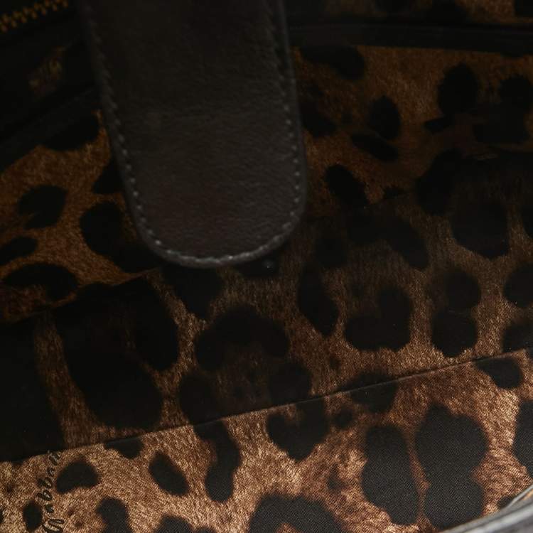 مملوكة مسبقًا Dolce & Gabbana Dark Brown Crochet Raffia Large Miss Sicily Top Handle Bag