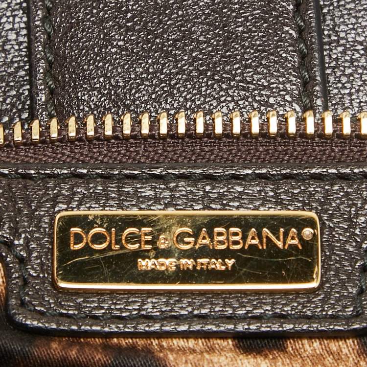 مملوكة مسبقًا Dolce & Gabbana Dark Brown Crochet Raffia Large Miss Sicily Top Handle Bag