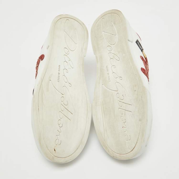 Pre Owned Dolce & Gabbana Two Tone Leather Portofino Sneakers Size 39.5