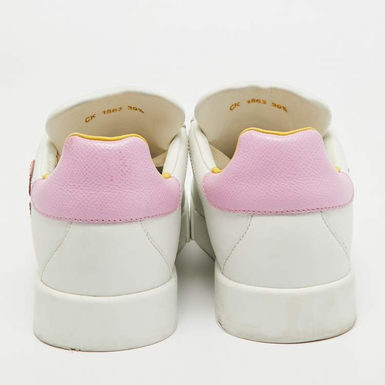 Pre Owned Dolce & Gabbana Two Tone Leather Portofino Sneakers Size 39.5