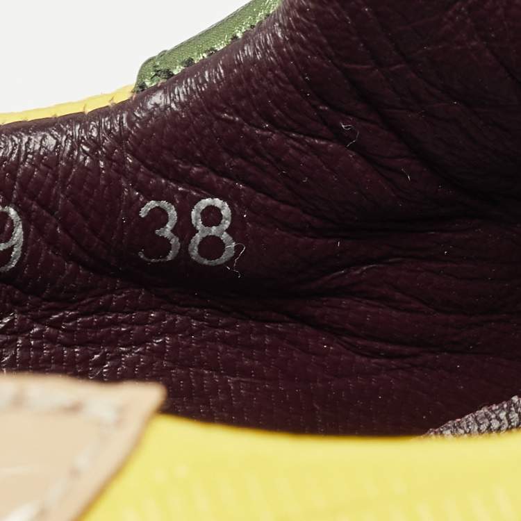 مملوكة مسبقًا Dolce & Gabbana Multicolor Patent Leather And Brocade Lace Up Sneakers Size 38