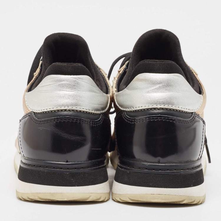 مملوكة مسبقًا Dolce & Gabbana Rose Gold Perforated Leather Low Top Sneakers Size 39