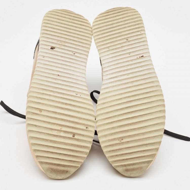 مملوكة مسبقًا Dolce & Gabbana Rose Gold Perforated Leather Low Top Sneakers Size 39