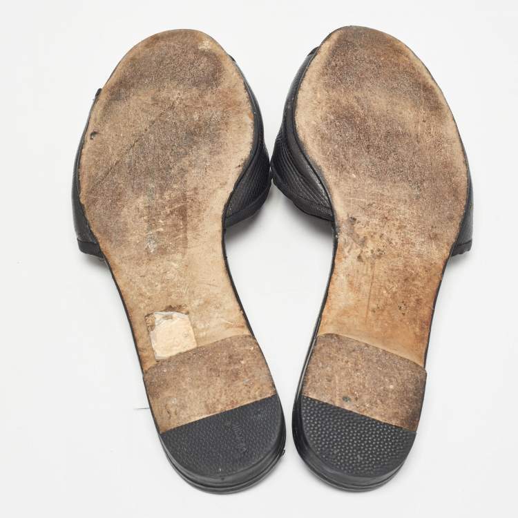Pre Owned Dolce & Gabbana lizard Embossed Slide Flats Size 39.5