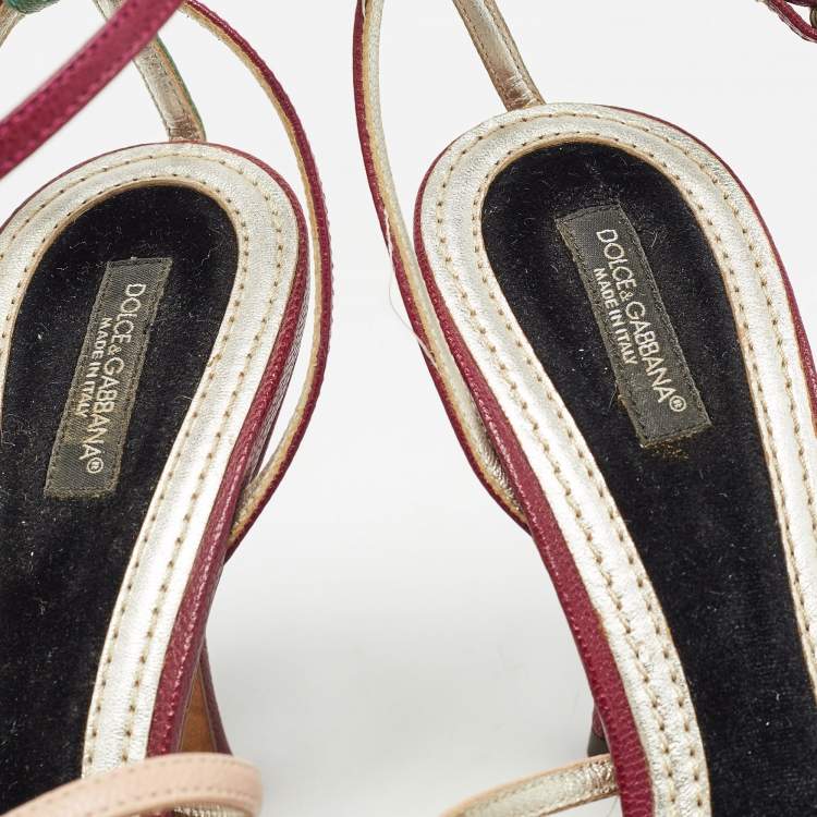 Pre Owned Dolce & Gabbana Multicolor Leather Strappy Sandals Size 39.5