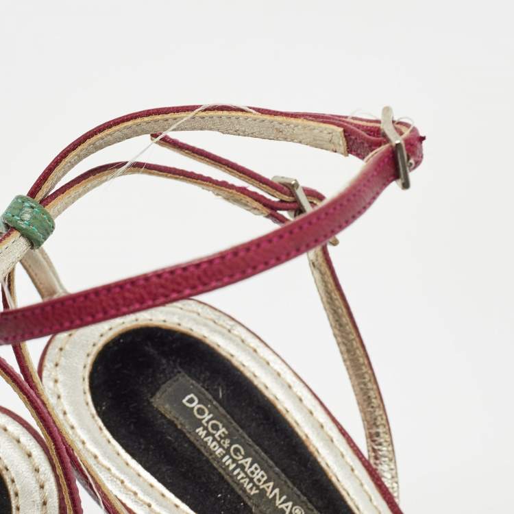 Pre Owned Dolce & Gabbana Multicolor Leather Strappy Sandals Size 39.5