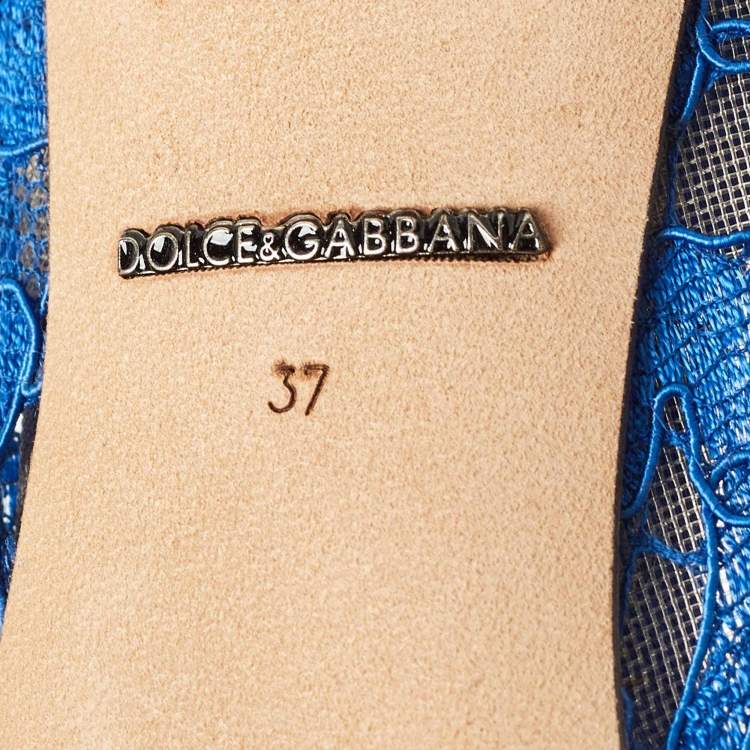 مملوكة مسبقًا Dolce & Gabbana Blue Lace Crystal Embellished Bellucci Pumps Size 37