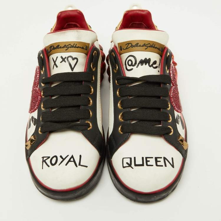 Pre Owned Dolce & Gabbana Multicolor Leather Portofino Embellished Low Top Sneakers Size 35