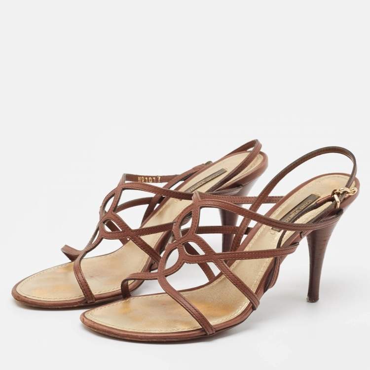 مملوكة مسبقًا Louis Vuitton Brown Leather Strappy Sandals Size 37