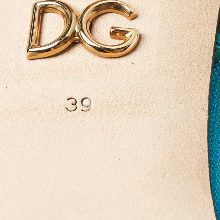 Pre Owned Dolce & Gabbana Blue Iguana Lizard Embossed Leather, Mesh Slingback Pumps Size 39