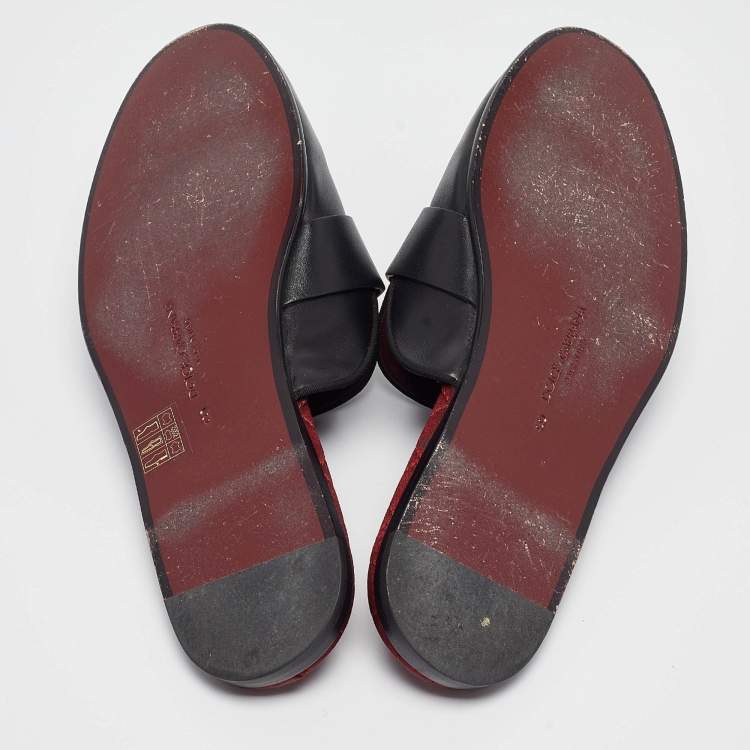 Pre Owned Dolce & Gabbana Black Leather Mules Size 42