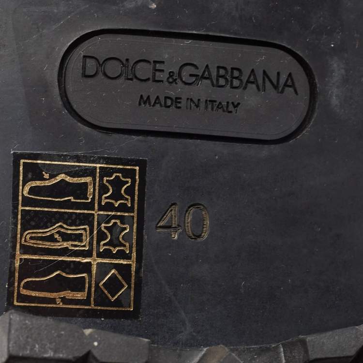Pre Owned Dolce & Gabbana Black Leather Buckle Detail Mid Calf Boots Size 40