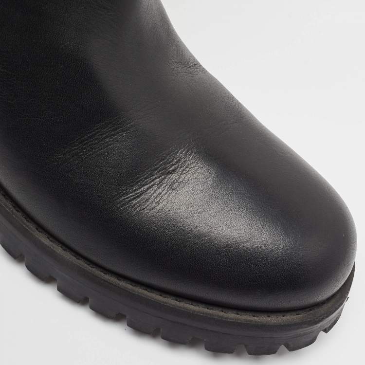 Pre Owned Dolce & Gabbana Black Leather Buckle Detail Mid Calf Boots Size 40