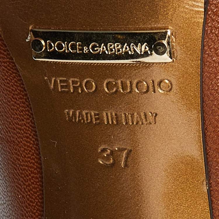 Pre Owned Dolce & Gabbana Brown Leather Pointed Toe Pumps Size 37