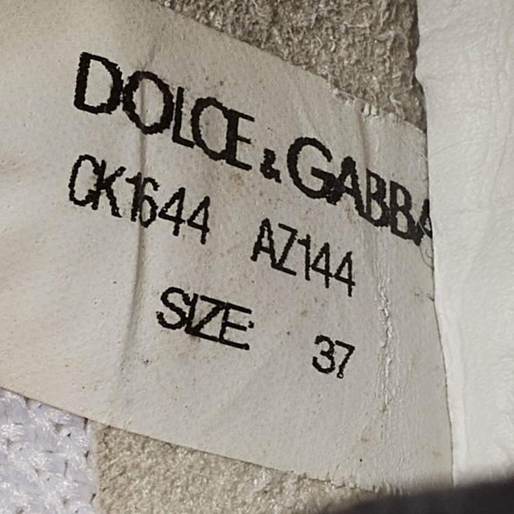 Pre Owned Dolce & Gabbana Silver/Black Fabric  Sorrento Embellished Sneakers Size 37