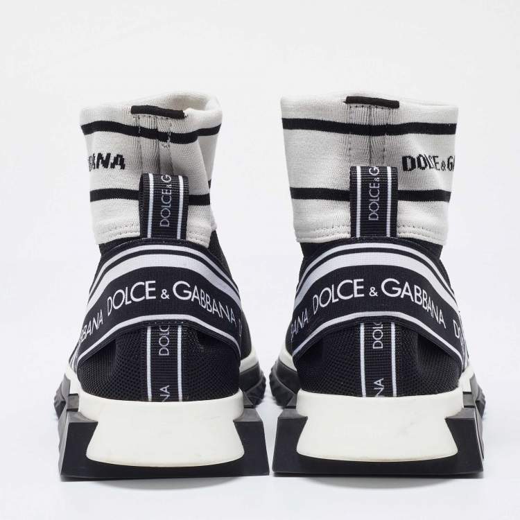 Pre Owned Dolce & Gabbana Black Knit Fabric Sorrento High Top Sneakers Size 40