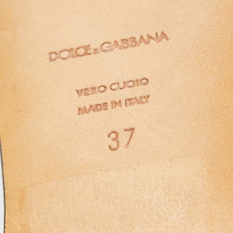 Pre Owned Dolce & Gabbana Blue Lace Sofia Crystal Embellished Slide Flats Size 37