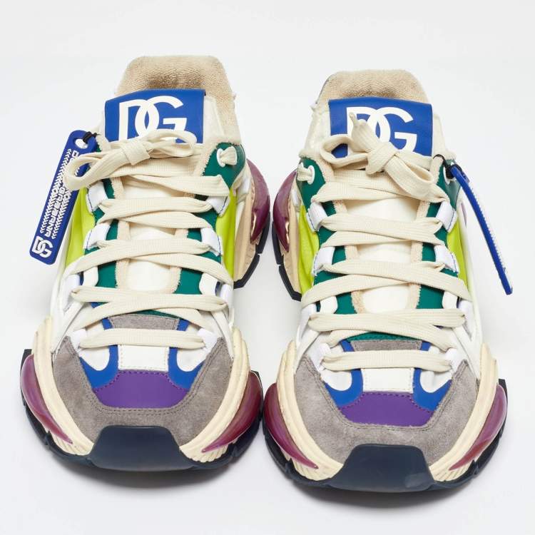 Pre Owned Dolce & Gabbana Multicolor Suede and Nylon Airmaster Low Top Sneakers Size 39.5