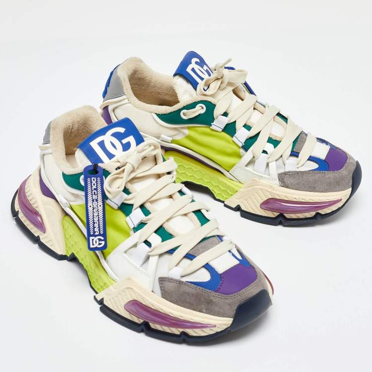 Pre Owned Dolce & Gabbana Multicolor Suede and Nylon Airmaster Low Top Sneakers Size 39.5