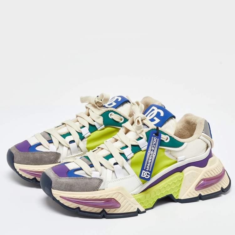 Pre Owned Dolce & Gabbana Multicolor Suede and Nylon Airmaster Low Top Sneakers Size 39.5