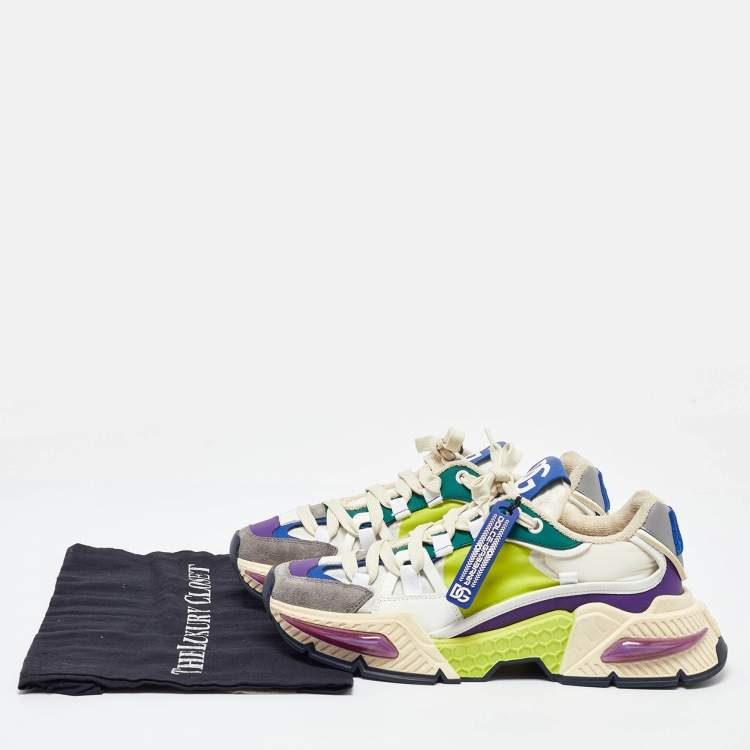 Pre Owned Dolce & Gabbana Multicolor Suede and Nylon Airmaster Low Top Sneakers Size 39.5
