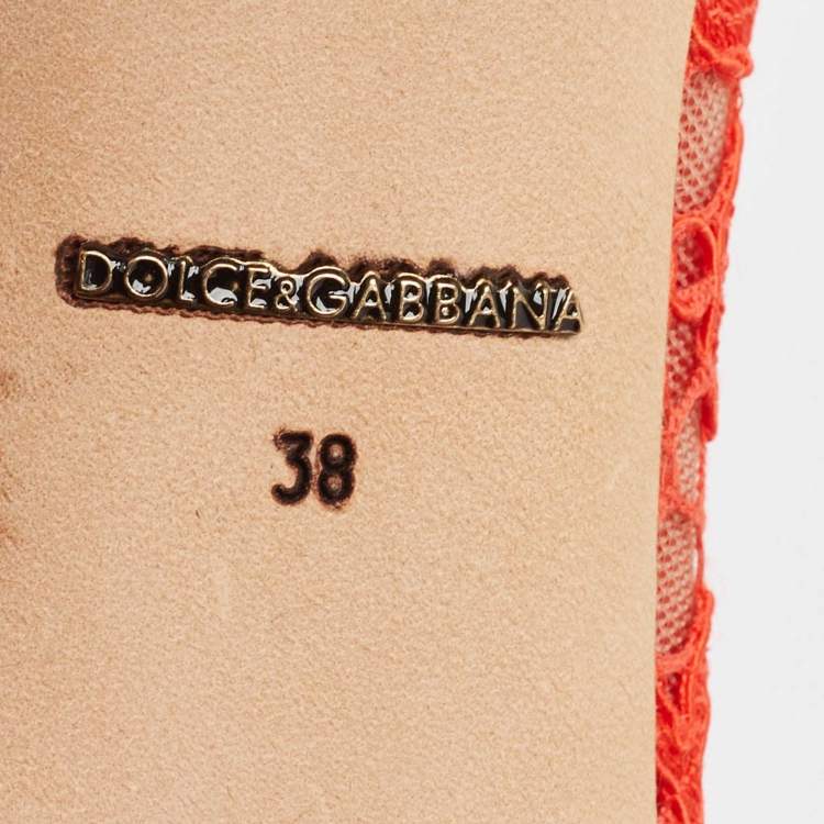 Pre Owned Dolce & Gabbana Red Lace Crystal Embellished Bellucci Pumps Size 38