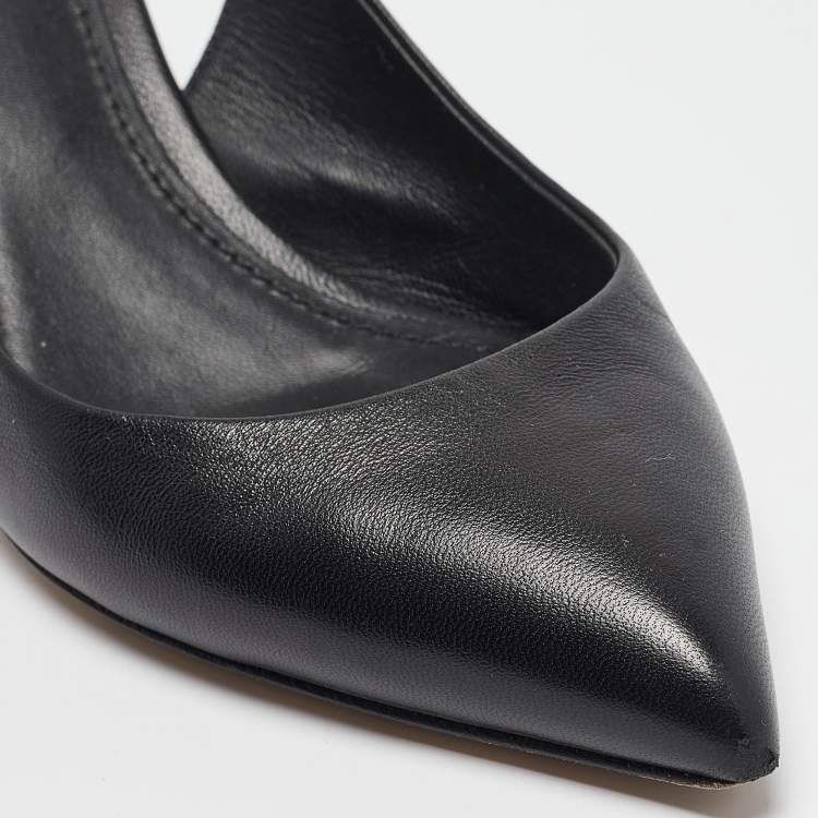 Pre Owned Dolce & Gabbana Black Leather Slingback Pumps Size 38