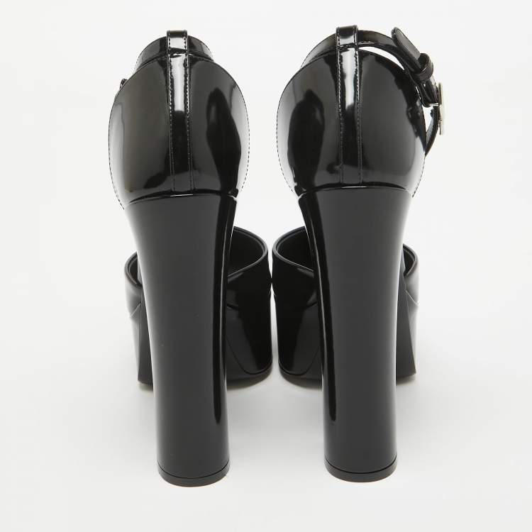 Pre Owned Dolce & Gabbana Black Patent Leather Platform Pumps  Size 37
