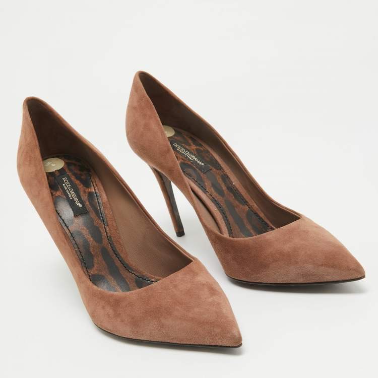 Pre Owned Dolce & Gabbana Brown Suede Pointed Toe Pumps Size 39
