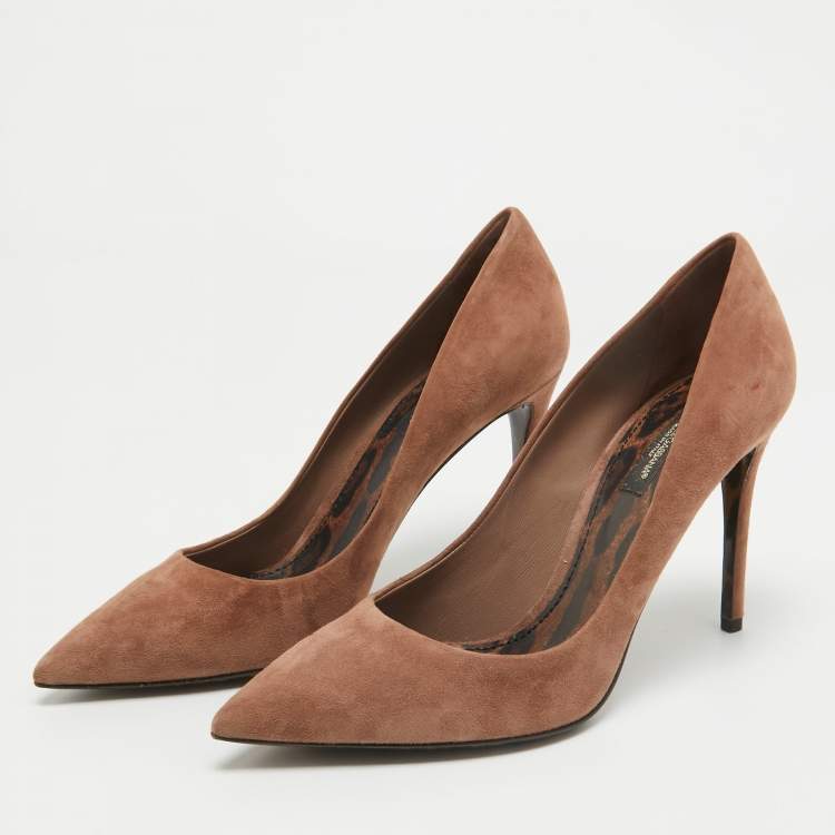 Pre Owned Dolce & Gabbana Brown Suede Pointed Toe Pumps Size 39