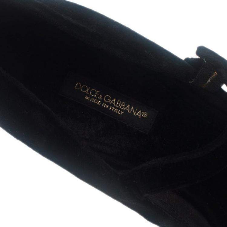 Pre Owned Dolce & Gabbana Black Velvet Embellished Heel Mary Jane Pumps Size 39