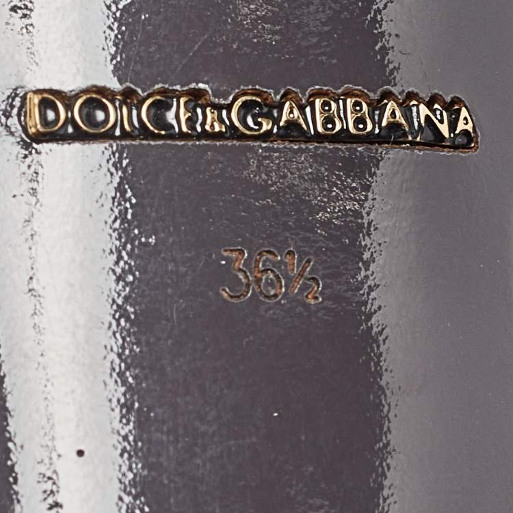 Pre Owned Dolce & Gabbana Grey Patent Leather Pointed Toe Pumps Size 36.5