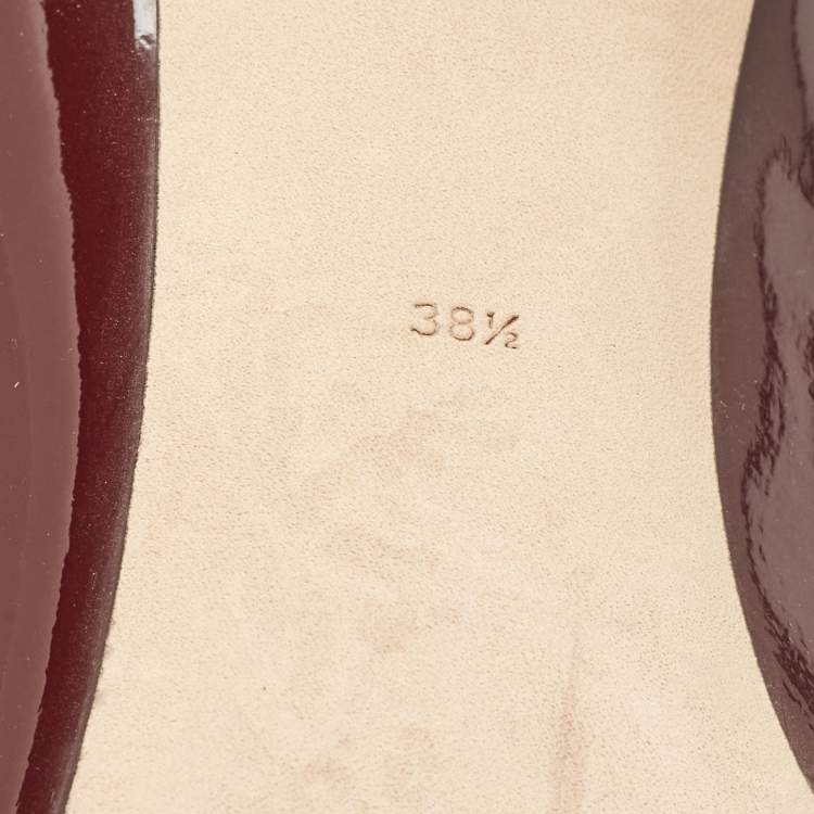 Pre Owned Dolce & Gabbana Burgundy Patent Leather Pointed Toe Pumps Size 38.5